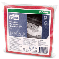 Многоразовая салфетка Tork микрофибра красная 183603