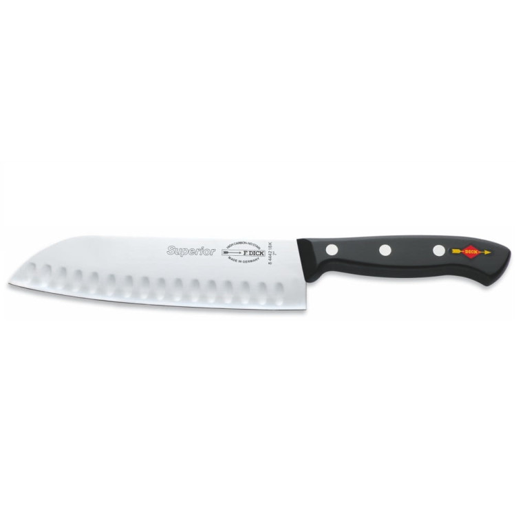 Ніж Сантоку DICK Superior Santoku Kullenschliff 180 мм з насічками чорний 8444218K