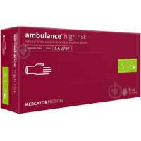 Рукавички латексні оглядові AMBULANCE® High Risk нестерильні неприпудрені розмір S 25 пар/пач RD10011002