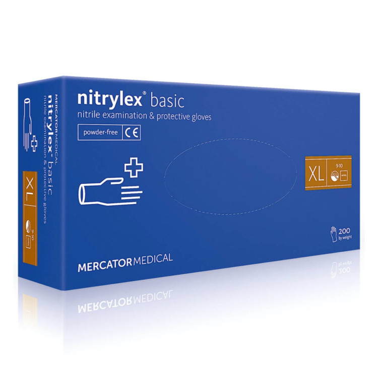 Перчатки нитриловые смотровые NITRYLEX® BASIC неприпудренные размер XL 50 пар/уп blue RD30105005