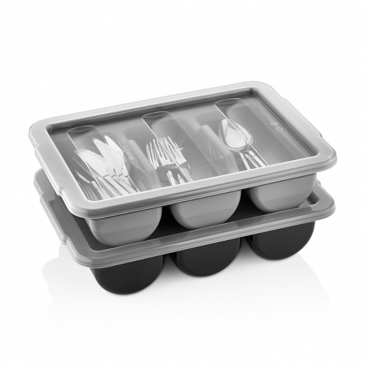 Кришка для контейнера для столових приборів GastroPlast GK-03Gr 3 відділення прозора GKL--0003