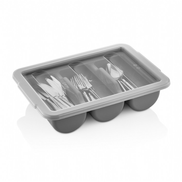 Кришка для контейнера для столових приборів GastroPlast GK-03Gr 3 відділення прозора GKL--0003