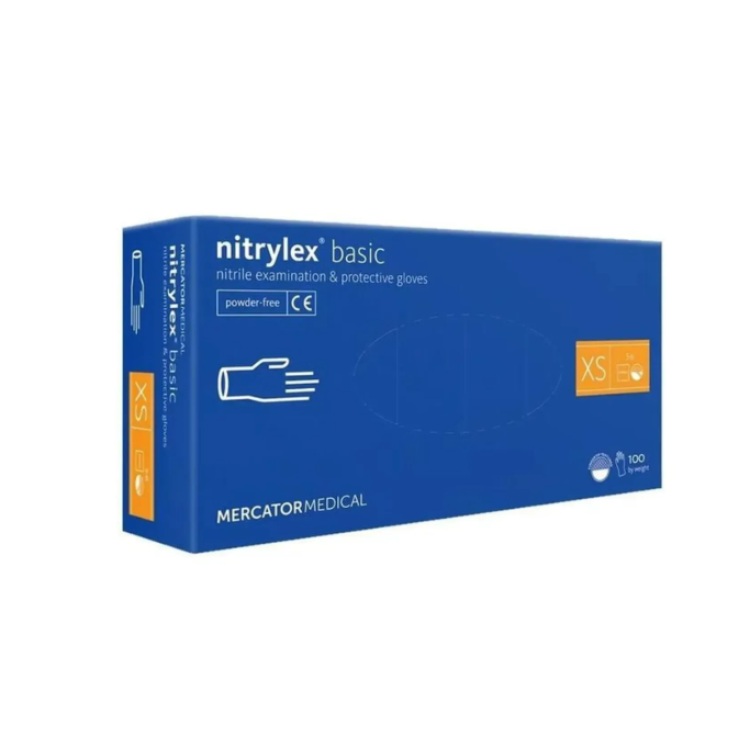 Рукавички нітрилові NITRYLEX® BASIC оглядові нестерильні неприпудрені розмір ХS 50 пар/пач blue RD30105001
