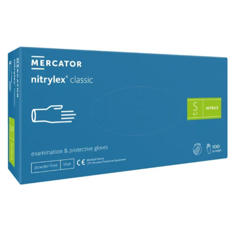 Рукавички нітрилові оглядові NITRYLEX® CLASSIC нестерильні неприпудрені розмір S 50 пар/пач