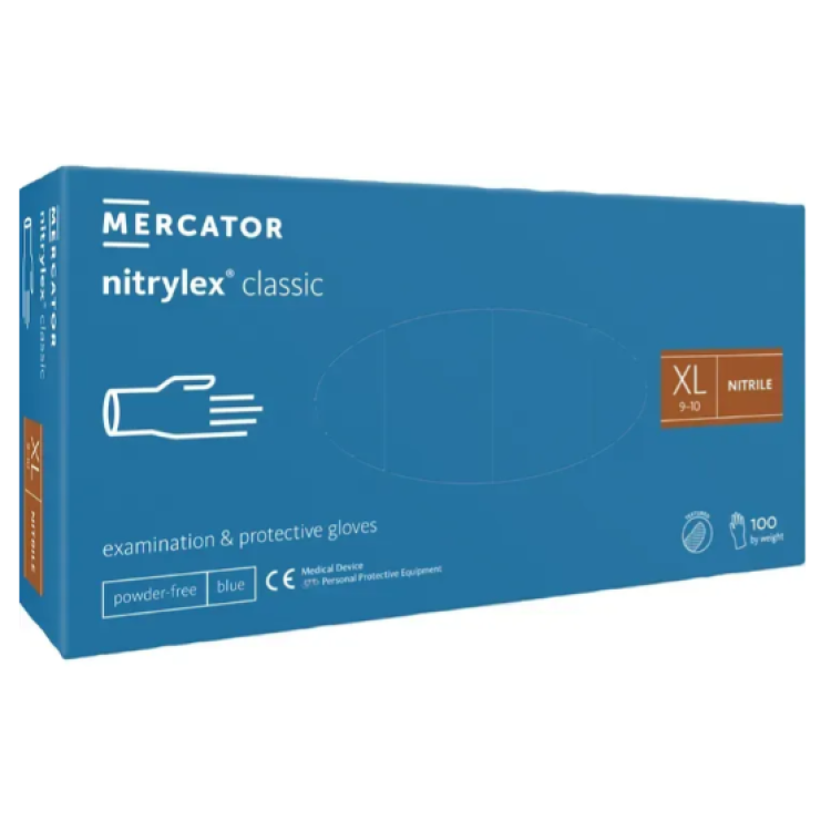 Перчатки нитриловые смотровые NITRYLEX® CLASSIC нестерильные неприпудренные размер XL 50 пар/уп