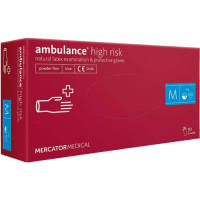 Рукавички латексні оглядові AMBULANCE® High Risk нестерильні не припудрені розмір M 25 пар/пач RD10011003