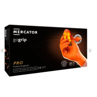 MERCATOR gogrip® перчатки нитриловые смотровые неприпудренные, (orange) р. M (25 пар/пач)