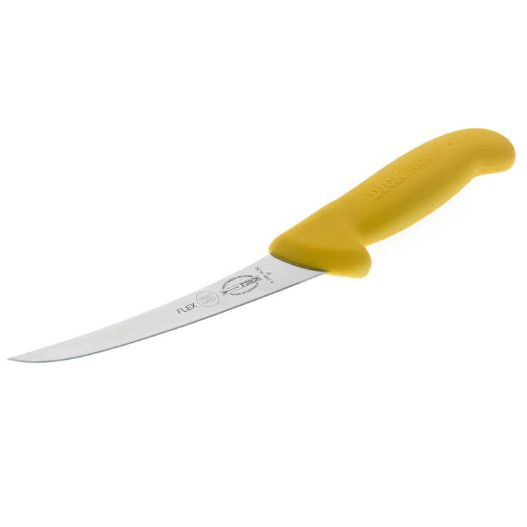 Ніж обвалювальний DICK ErgoGrip 150 мм гнучкий вигнуте лезо жовтий 82981150-02