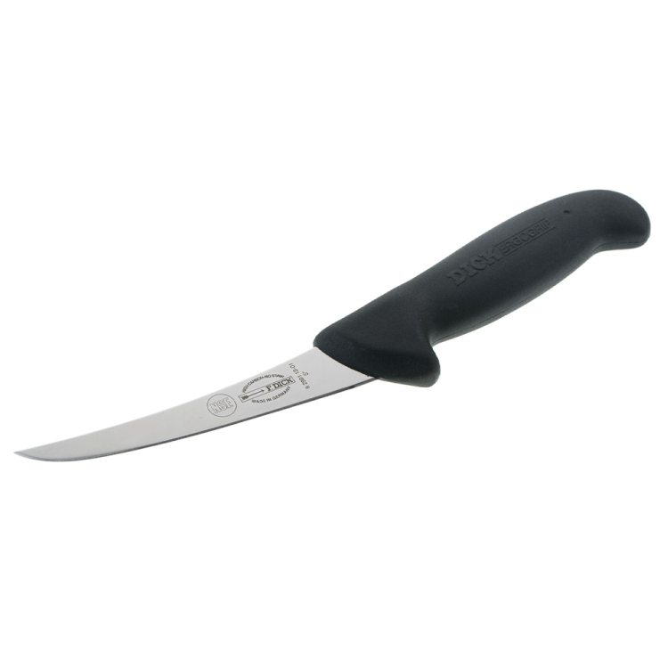 Ніж обвалювальний DICK ErgoGrip 130 мм жорсткий вигнуте лезо чорний 82991130-01