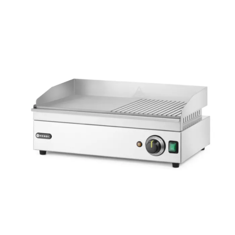 Поверхня для смаження-гриль - 1/2 - гладка 1/2 - рифлена - Kitchen Line 20-240В/2400Вт 527х404х(В)233 мм 154946 Hendi