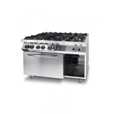 Плита газова 6-ти конфоркова Kitchen Line з електричною конвекційною духовою шафою GN 1/1 225899 Hendi