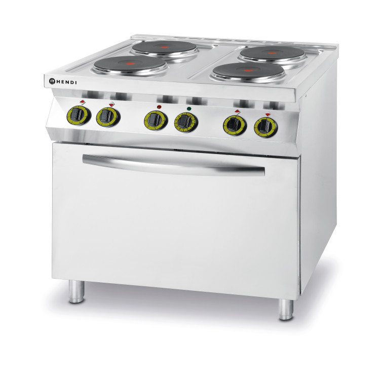 Плита електрична 4-х конфоркова Kitchen Line з електричною конвекційною шафою для смаження GN 1/1 225936 Hendi