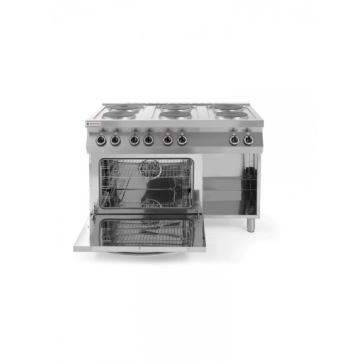 Плита електрична 6-ти конфоркова Kitchen Line з електричною конвекційною духовою шафою GN 1/1 226247 Hendi