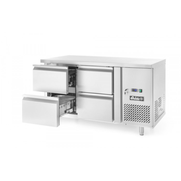 Холодильний стіл Profi Line 700 з 4 ящиками та тумбочкою - 230V / 250W - 0/8˚C - 1360x700x(H)850 233764 Hendi