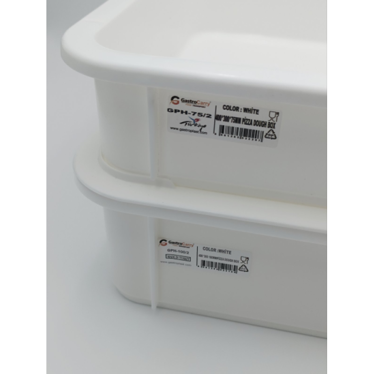 Контейнер для тіста для піци 300*400*75 мм, з поліпропілену, сумісний із GPHL--0002 (Кришка продається окремо). GPH--0075/2 Gastro Plast PP Білий