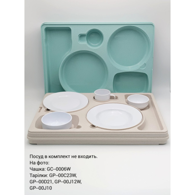 Термопіднос на 5 відділень з замком, 540 x 380 x 120 mm TT--005NL Gastro Plast PE Зелено-кремовий