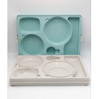 Термопіднос на 5 відділень з замком, 540 x 380 x 120 mm TT--005NL Gastro Plast PE Зелено-кремовий