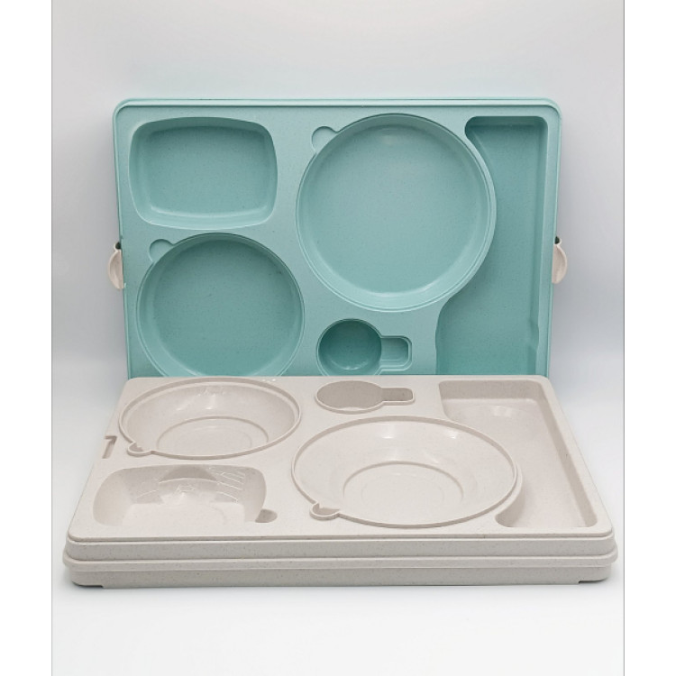 Термопіднос на 5 відділень з замком, 540 x 380 x 120 mm TT--005NL Gastro Plast PE Зелено-кремовий