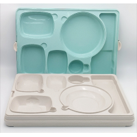 Термопіднос на 6 відділень з замком, 540 x 380 x 120 mm TT--006NL Gastro Plast PE Зелено-кремовий